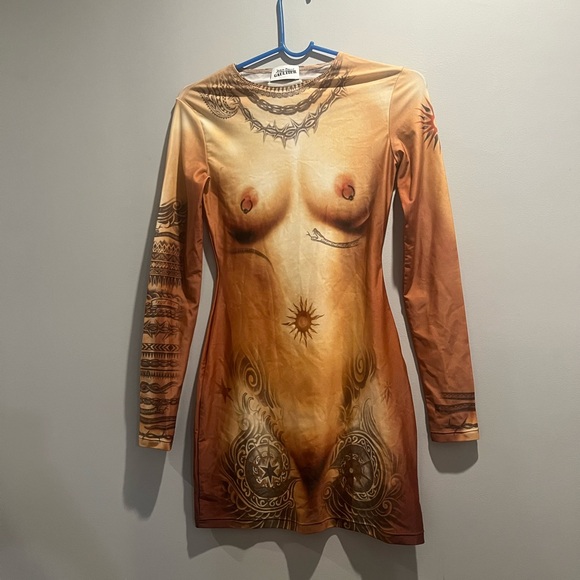Jean Paul Gaultier Tattoo-Print Dress